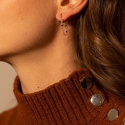 Boucles oreilles plaque or ceciliadouble noir